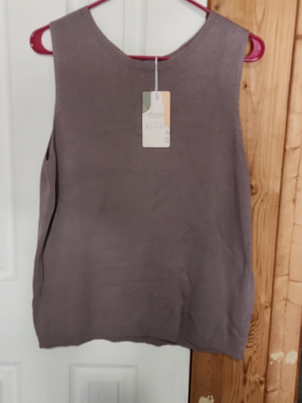 Sleeveless Taupe Tank Top - Unbranded